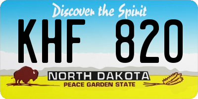 ND license plate KHF820