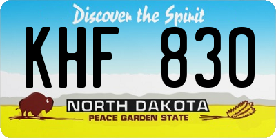 ND license plate KHF830