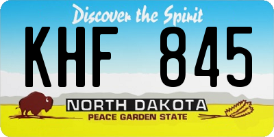 ND license plate KHF845