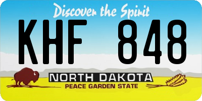 ND license plate KHF848