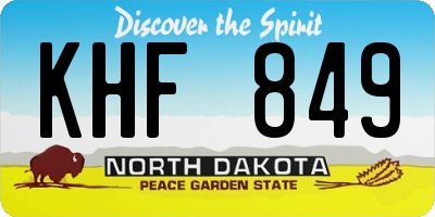 ND license plate KHF849