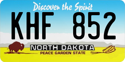 ND license plate KHF852