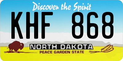 ND license plate KHF868