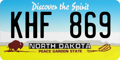 ND license plate KHF869