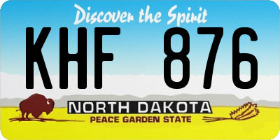 ND license plate KHF876