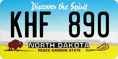 ND license plate KHF890