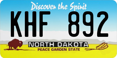 ND license plate KHF892