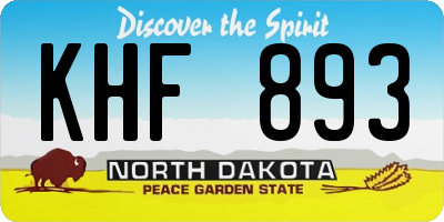 ND license plate KHF893