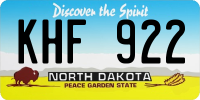 ND license plate KHF922