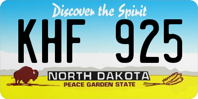 ND license plate KHF925