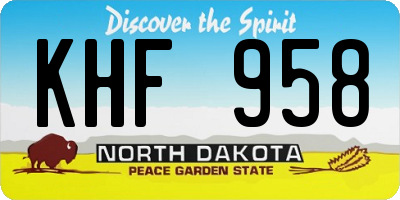 ND license plate KHF958