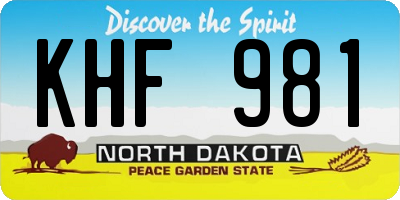 ND license plate KHF981