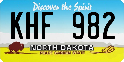 ND license plate KHF982