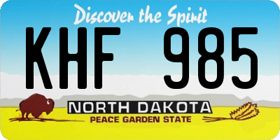 ND license plate KHF985