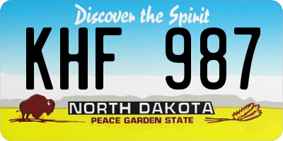 ND license plate KHF987