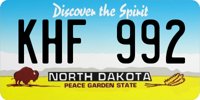 ND license plate KHF992