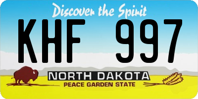 ND license plate KHF997