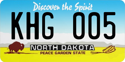 ND license plate KHG005