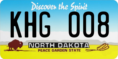 ND license plate KHG008