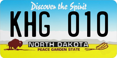 ND license plate KHG010