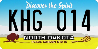 ND license plate KHG014
