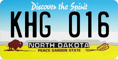 ND license plate KHG016