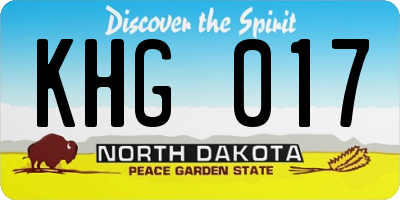 ND license plate KHG017