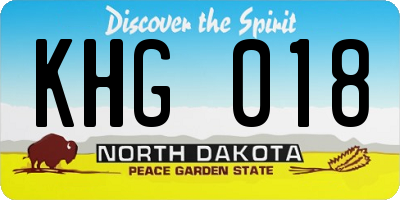 ND license plate KHG018