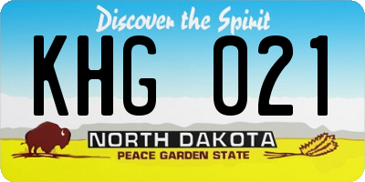 ND license plate KHG021