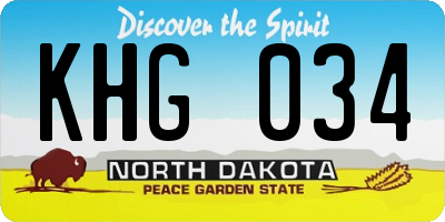 ND license plate KHG034