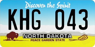 ND license plate KHG043