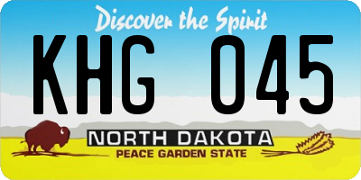 ND license plate KHG045