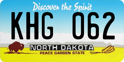 ND license plate KHG062