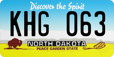 ND license plate KHG063