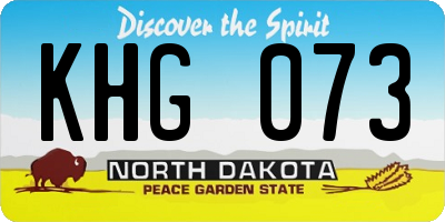 ND license plate KHG073