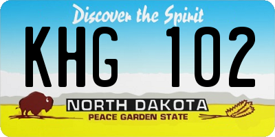 ND license plate KHG102