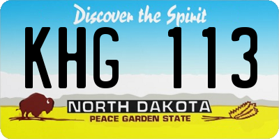 ND license plate KHG113