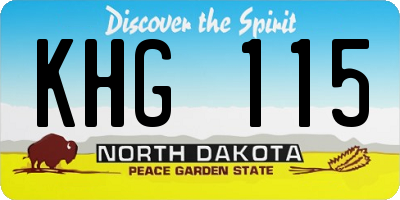 ND license plate KHG115