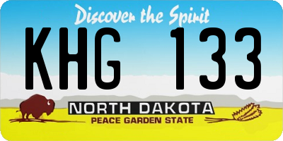 ND license plate KHG133