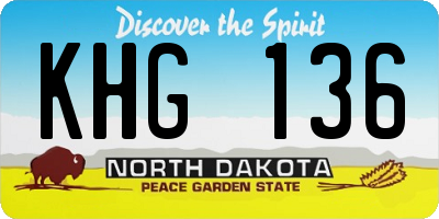 ND license plate KHG136