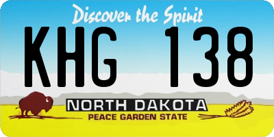 ND license plate KHG138