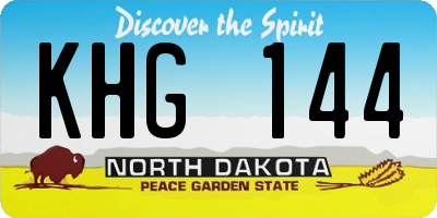 ND license plate KHG144