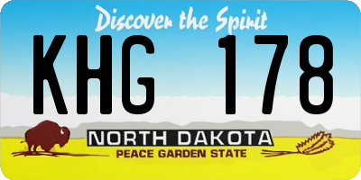 ND license plate KHG178