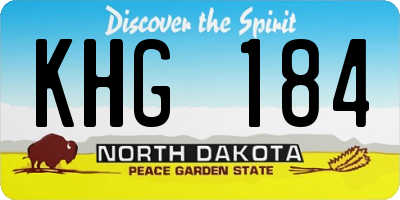 ND license plate KHG184