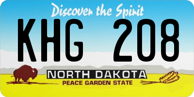 ND license plate KHG208