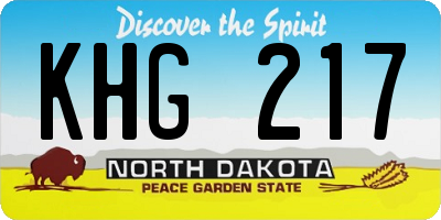 ND license plate KHG217
