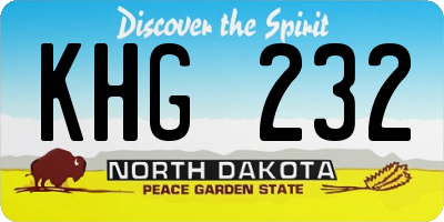 ND license plate KHG232