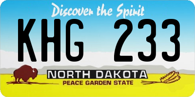 ND license plate KHG233