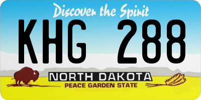 ND license plate KHG288