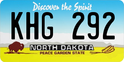 ND license plate KHG292